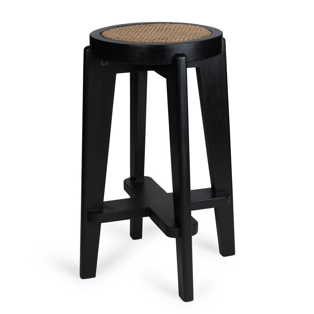 Baaripukk tool baaritool kõrgem tool  köök köögisaare toolid stiilsed toolid taburet puidust jalgadel punutud iste rotang stiilne tool toolid taburetid musta värvi tool