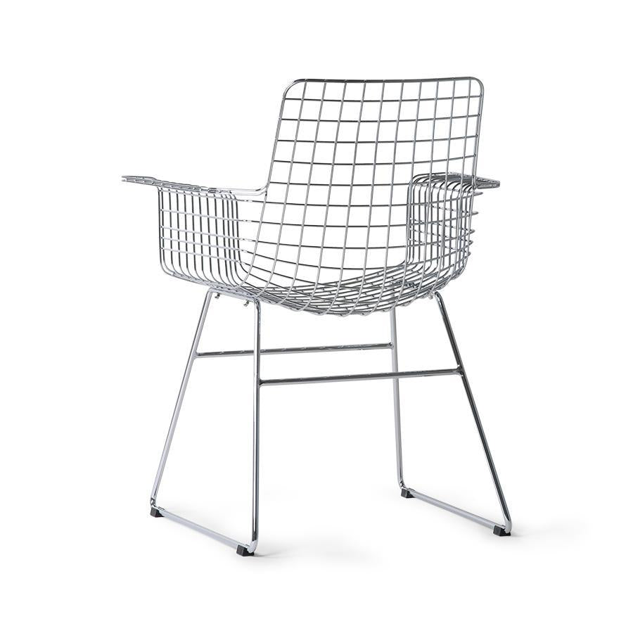 Metal wire chair with arms Silver TAKARA NORD