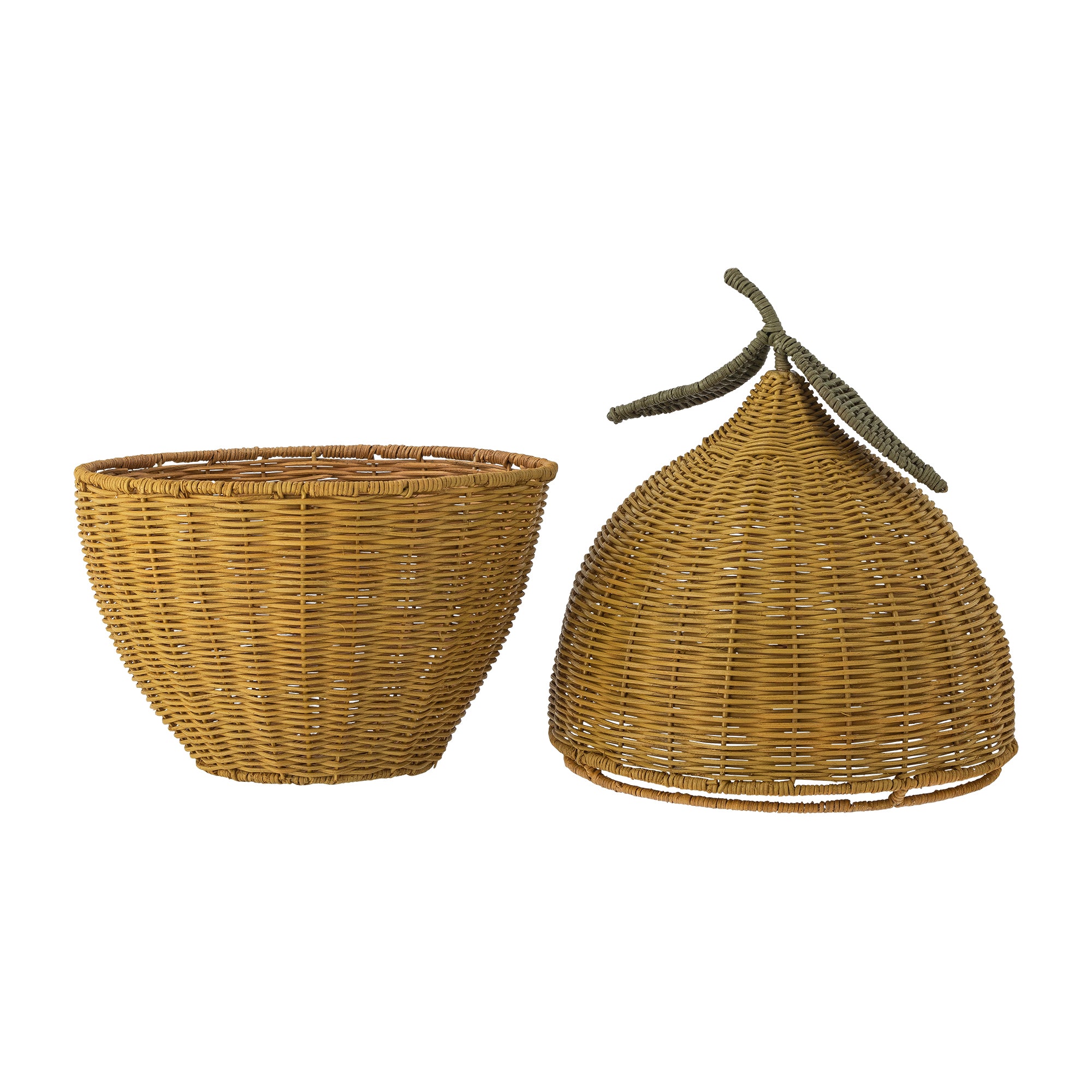 Rattan basket with lid, Sage