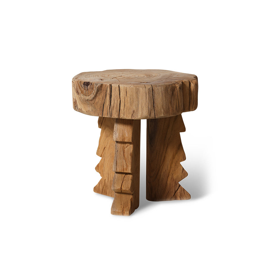 Wooden stool Carved