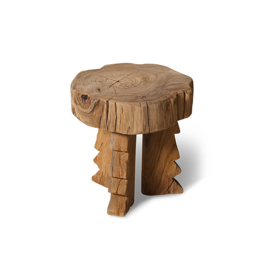 Wooden stool Carved