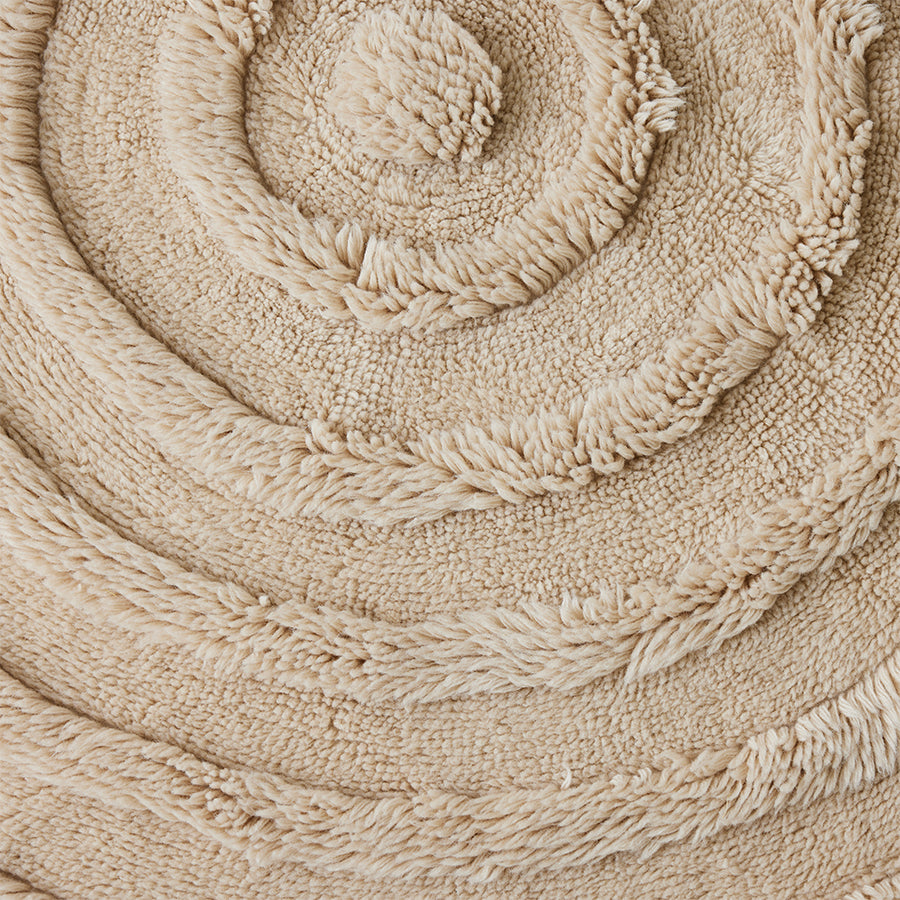 Round woolen rug Cream150