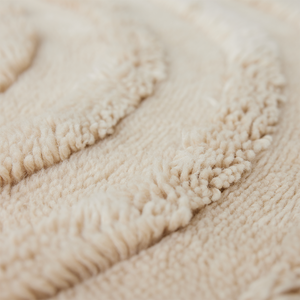 Round woolen rug Cream150