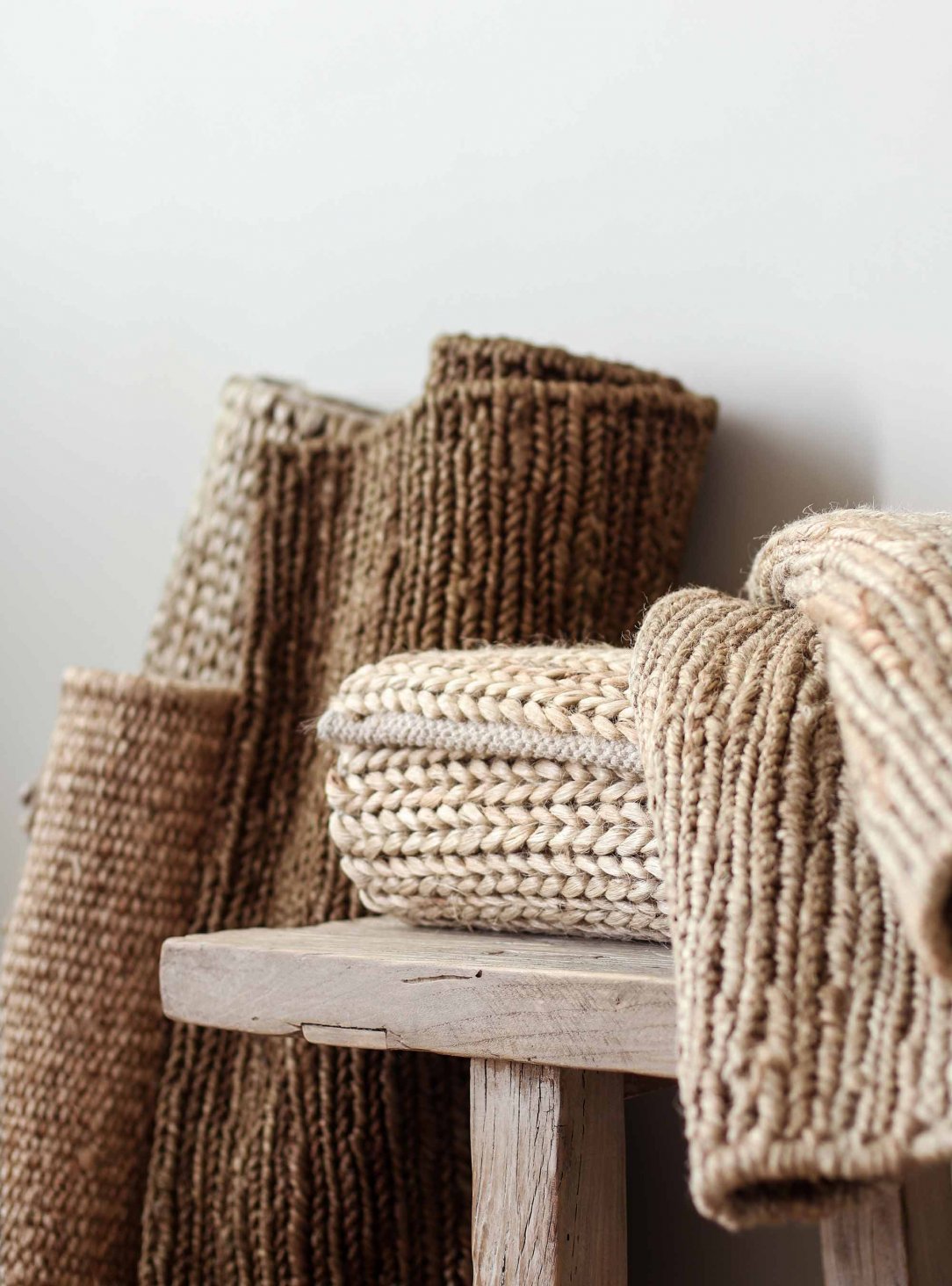 Hand-woven hemp rug natural 80x150