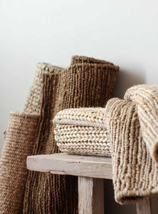Hand-woven hemp rug brown 80x150