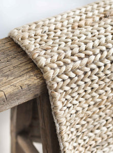 Hand-woven hemp rug brown 80x150