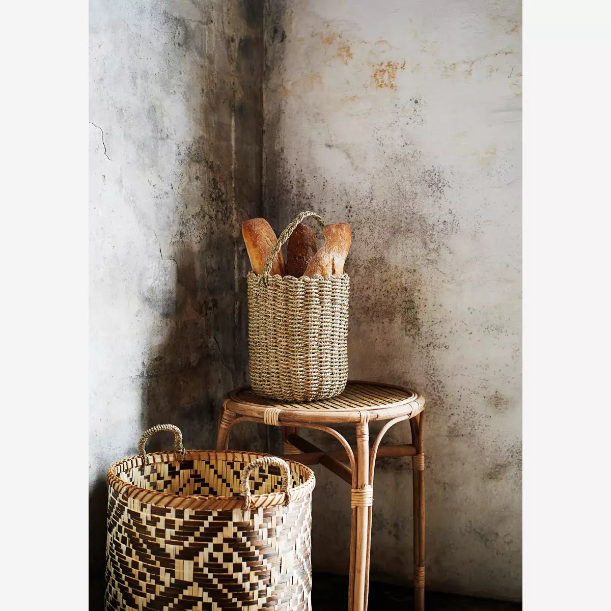 Bamboo basket with handles S