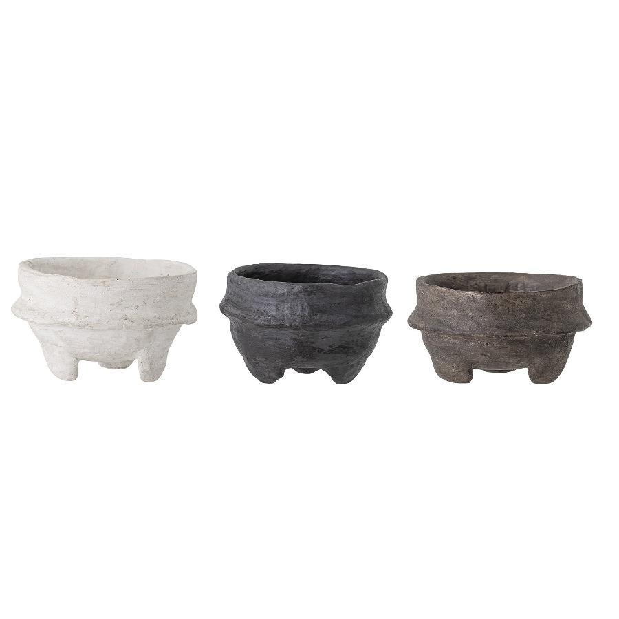 deco bowls multi color from paper mache hand made beautiful shape white grey black kausid dekoratiivsed paberimassist valge hall must