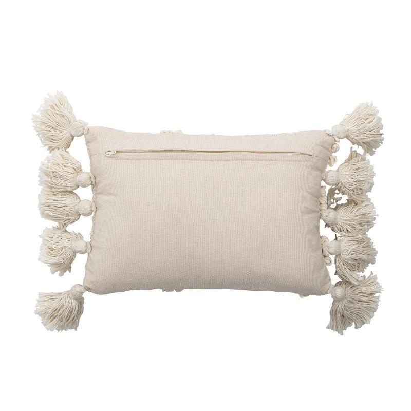 pillow cushion white woven with tassels bohemian beautiful decoration padi valge tuttidega dekoratiivne kena