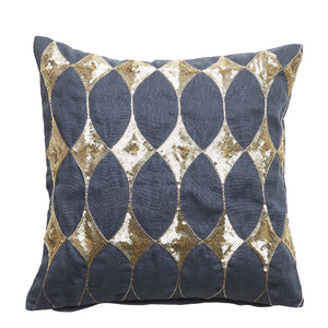 cushion pillow harlekin with sequins night blue golden pattern  linen  inner feather cushion padi sinine kuldne muster litrid dekoratiivne decorative sulesisu