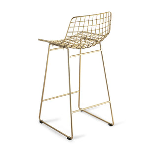 Metal wire bar stool Brass