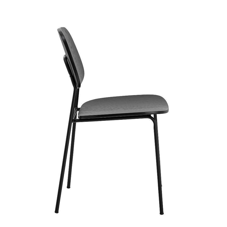dining chair black metal frame plywood stylish stackable modern söögitoa tool must stiilne metallist raam vineerist iste seljatugi moodne kergesti sobituv