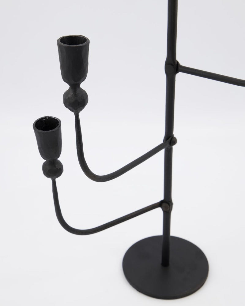 Candle stand black metal