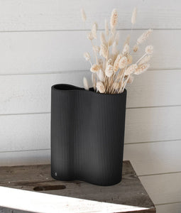 Dark gray ceramic vase Wave