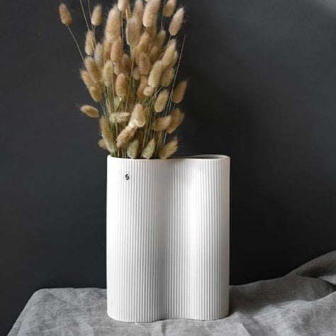 White ceramic vase Wave