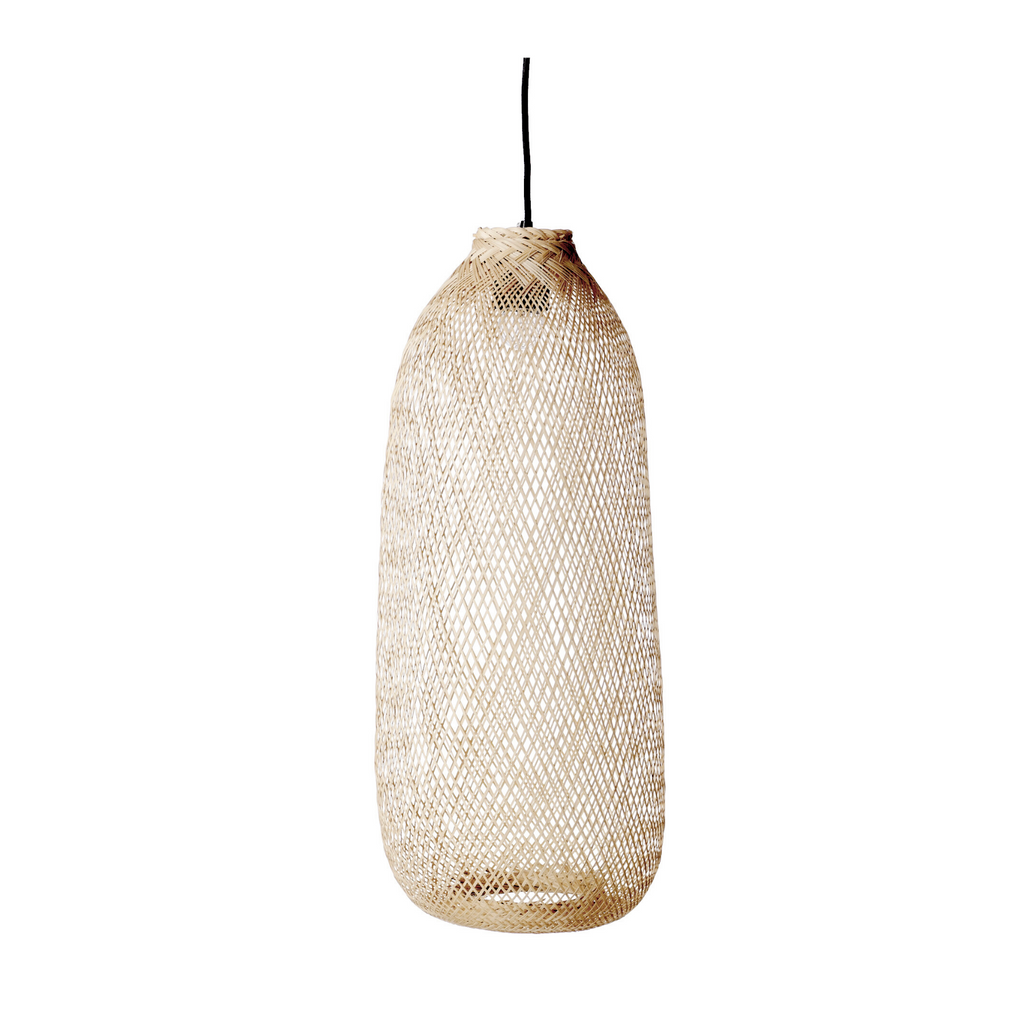 bamboo pendant lamp valgusti pambus natural naturaalne õhuline laelamp bohemian piklik kookon