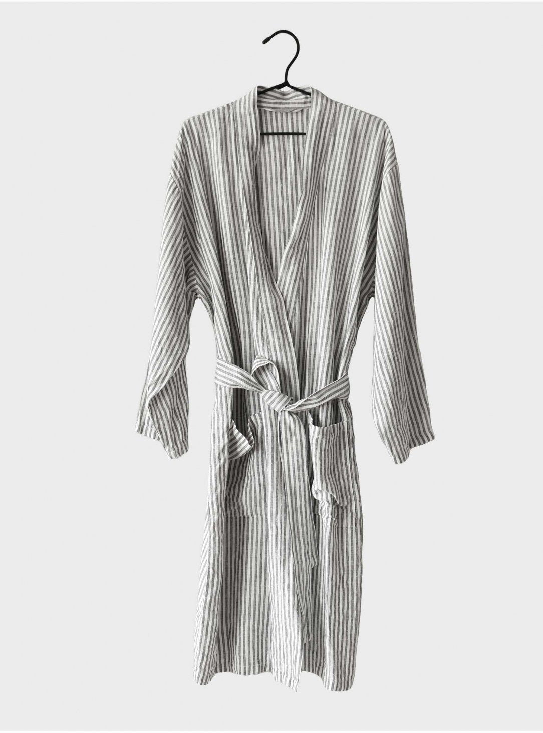 Linen bathrobe Stripes L/XL