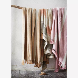 Striped Woven Throw W/ Fringes