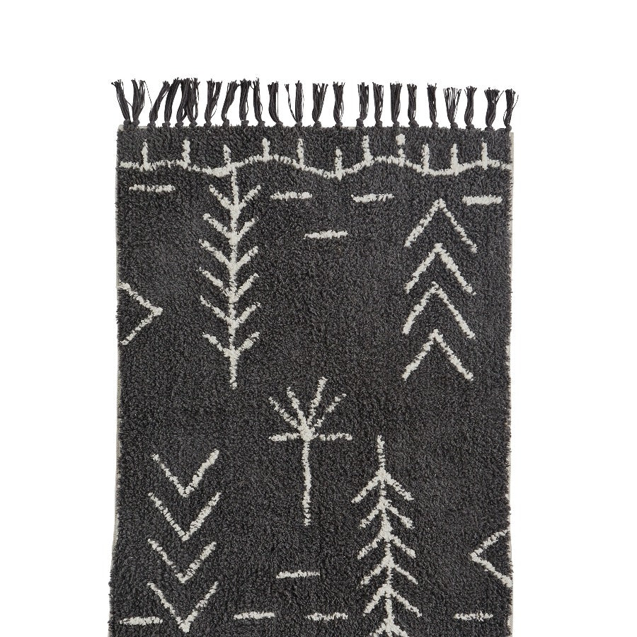 Bath mat tufted cotton Boho dark gray 60x90